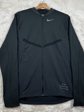 Nike Running Division Jacket Men's Small Black Element Full Zip Lightweight